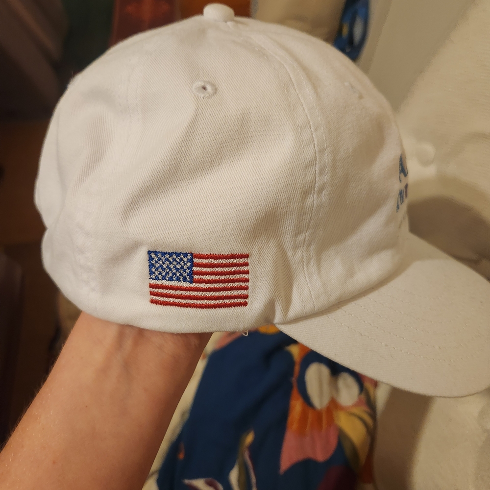 White Cap with Embroidered Text - Picture 2 of 3